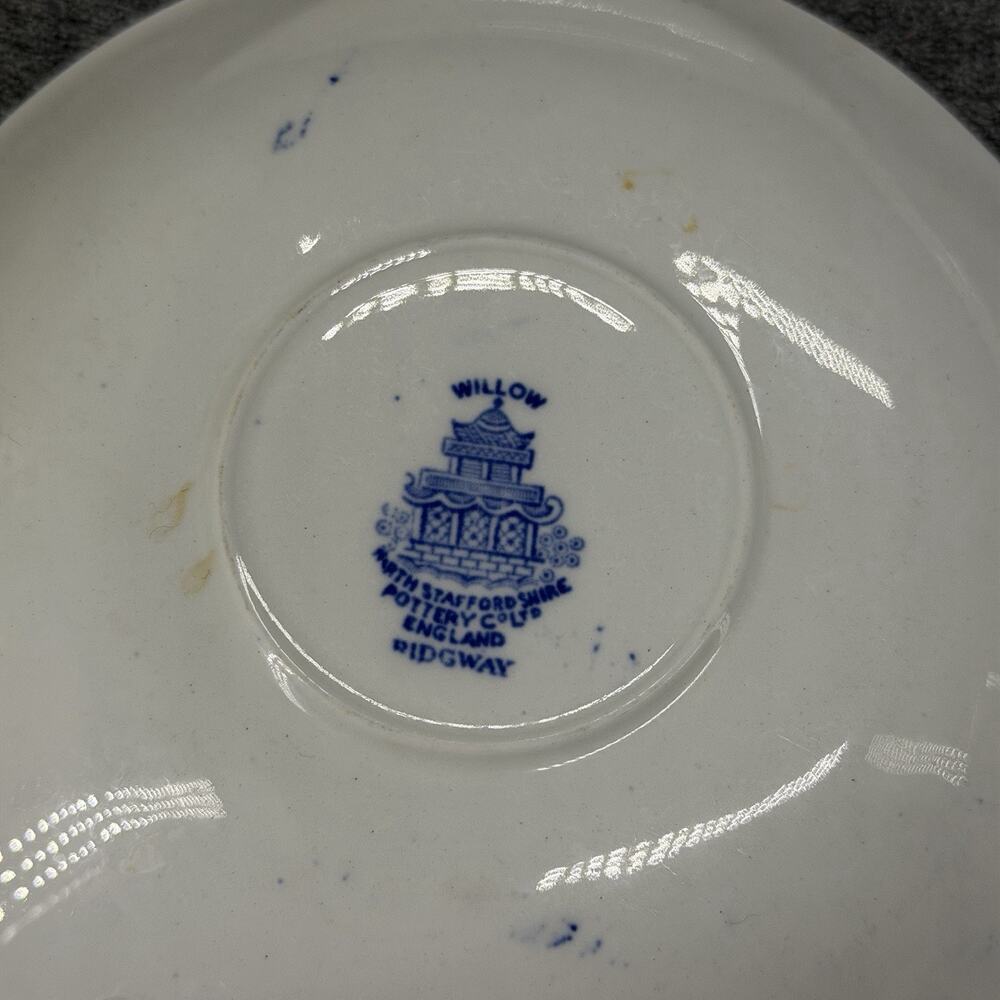 6pc Staffordshire Ironstone Blue Willow Pattern Bowls Plates Dinnerware Antique - Picture 7 of 8